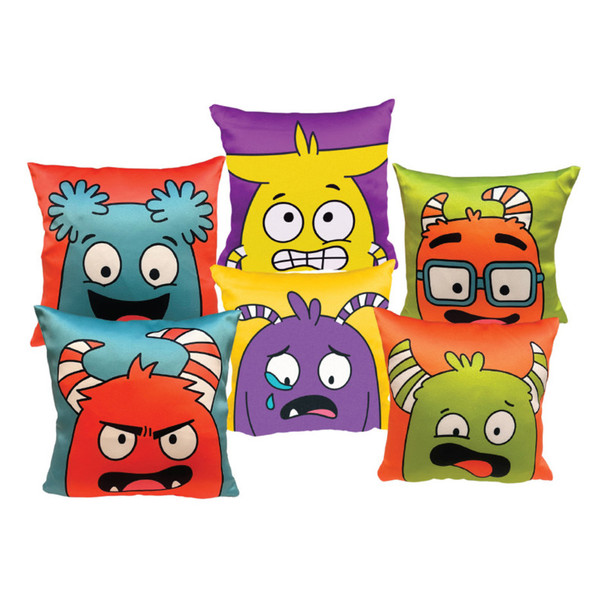 Emotions Pillow 6-Pack (2 Large, 2 Medium, 2 Small), Plush Feeling Faces for Kids