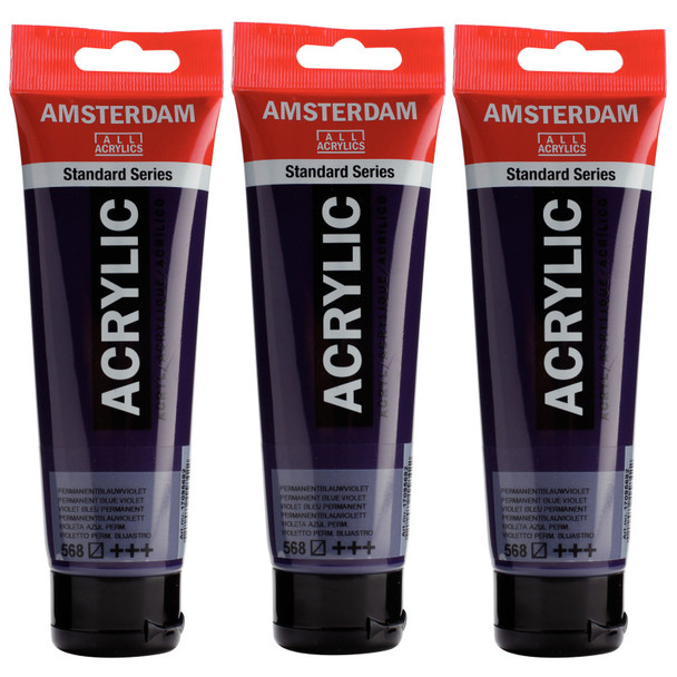 Standard Acrylic Paint, 120ml, Permanent Blue Violet 568, Pack of 3