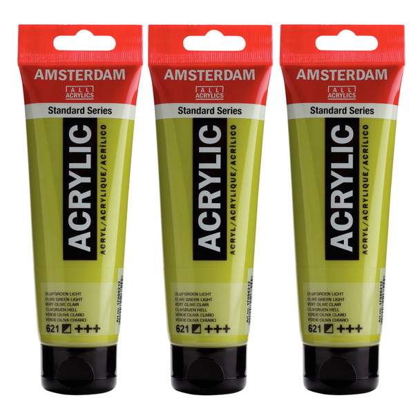 Standard Acrylic Paint, 120ml, Olive Green Light 621, Pack of 3