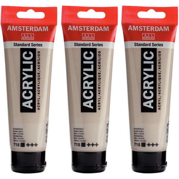 Standard Acrylic Paint, 120ml, Warm Grey 718, Pack of 3