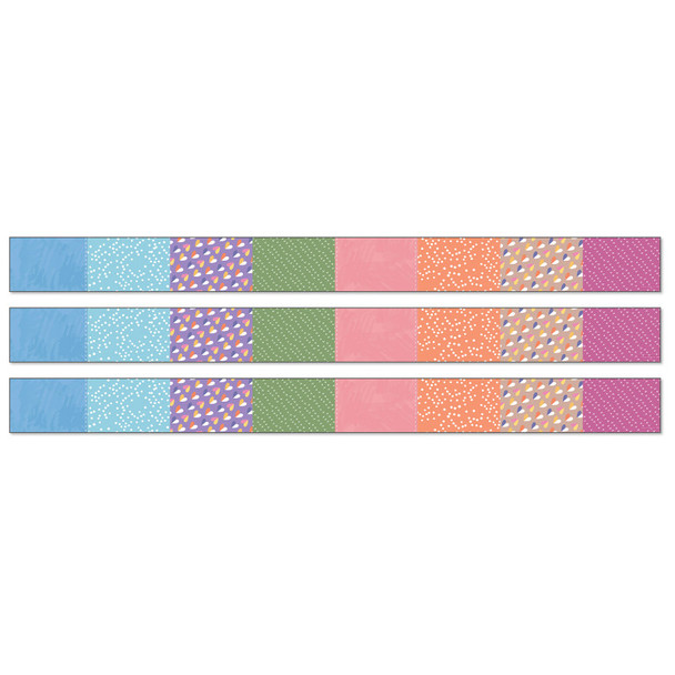 Crafty and Cool Patchwork Straight Bulletin Board Borders, 36 Feet Per Pack, 3 Packs