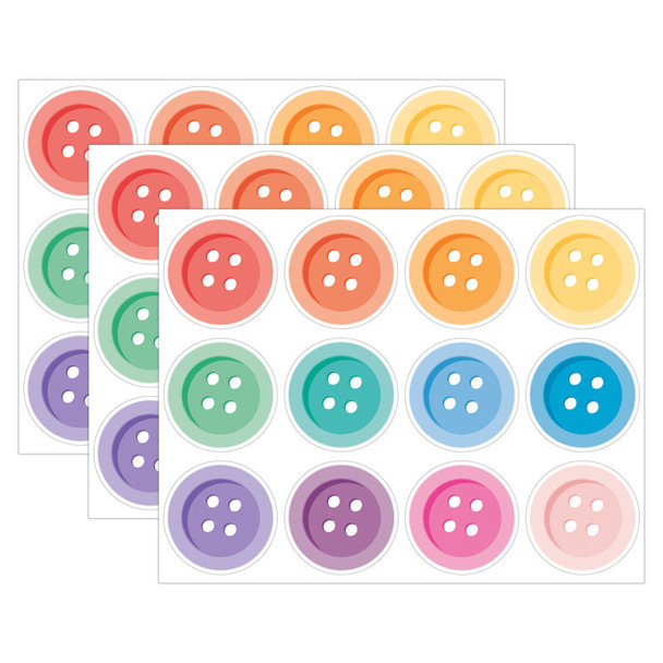 Crafty and Cool Buttons Cutouts, 36 Per Pack, 3 Packs
