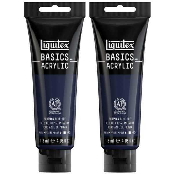BASICS Acrylic Paint, 118 mL Tube, Prussian Blue Hue, Pack of 2