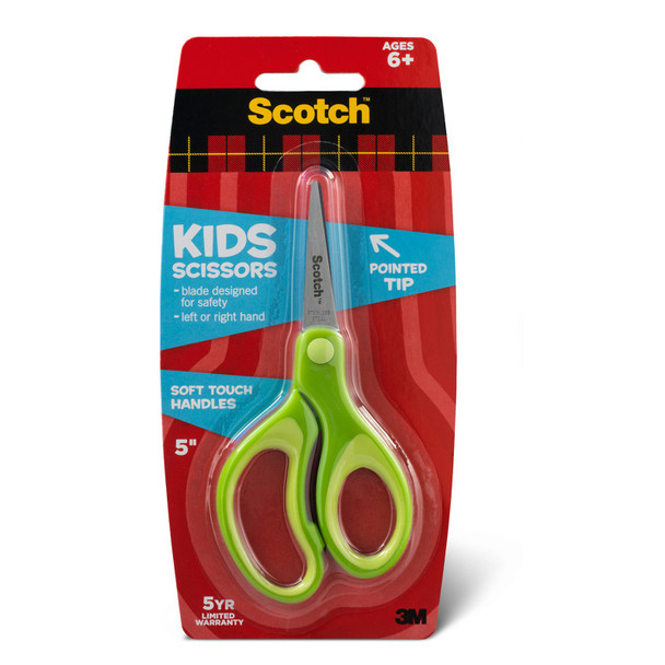 Kids 5 inch Scissors, Soft Grip Handles, Pointed, 6+