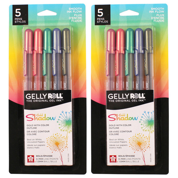Gelly Roll Gel Ink Pens, Gold Shadow, 5 Per Set, 2 Sets