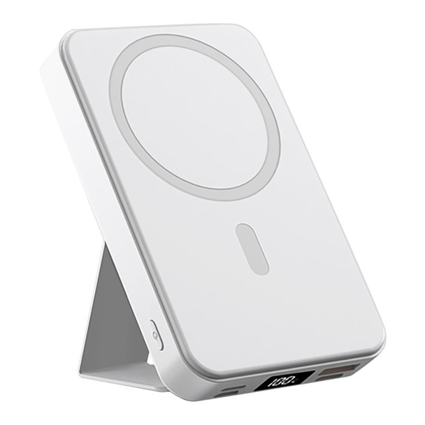 10,000mAh Magnetic Wireless Charge Power Bank with Foldable Stand, White