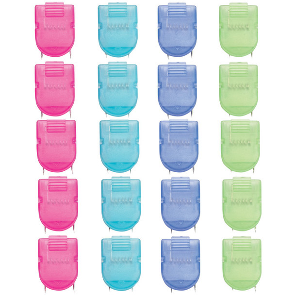 Wall Clips For Fabric Panels, Cool Colors, 40 Sheet Capacity, Pack of 20