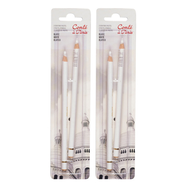 Pastel Pencils, White, 2 Per Pack, 2 Packs