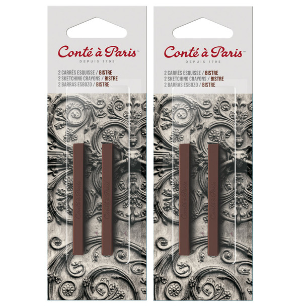 Carrés Esquisse Sketching Pastel Crayons, Bistre (2340-01), 2 Per Pack, 2 Packs
