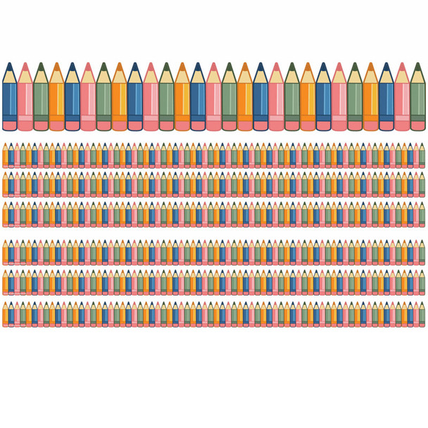 Diecut Pencils Deco Trim, 37 Feet Per Pack, 6 Packs