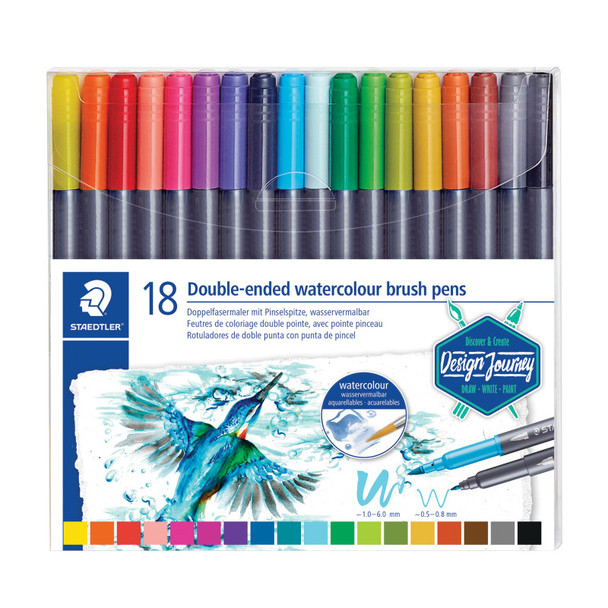 Double-ended watercolor+- brush 18pcs