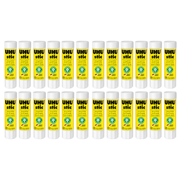 UHU Stic Permanent Glue Stick, Clear, 8.2 g, Pack of 24