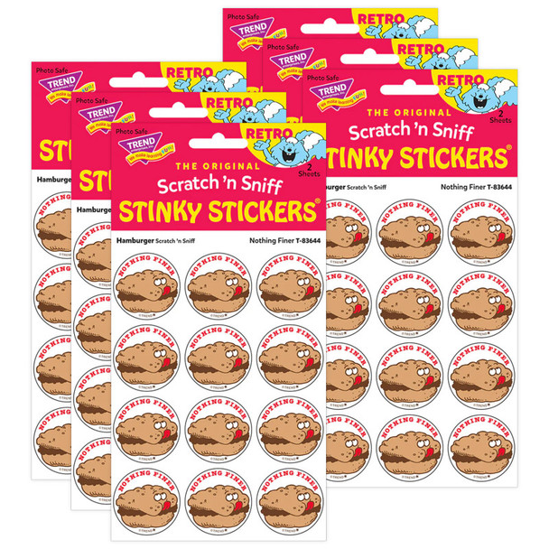 Nothing Finer/Hamburger scent Retro Scratch 'n Sniff Stinky Stickers®, 24 Per Pack, 6 Packs