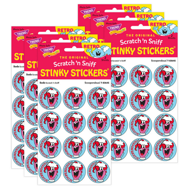 Scoopendous!/Soda scent Retro Scratch 'n Sniff Stinky Stickers®, 24 Per Pack, 6 Packs