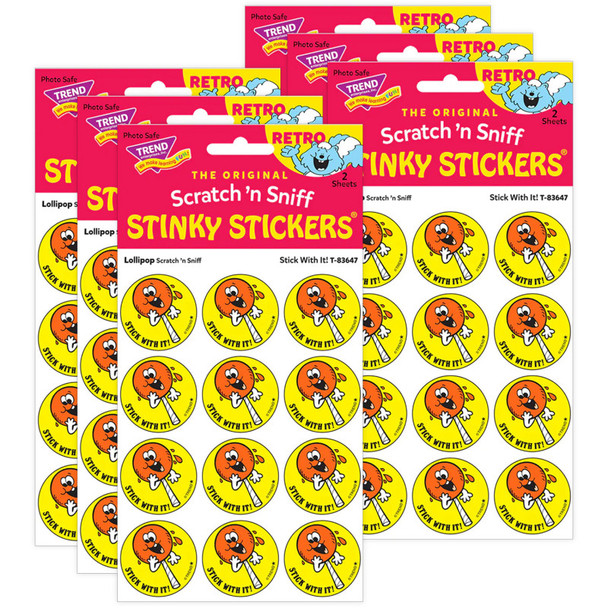 Stick With It!/Lollipop scent Retro Scratch 'n Sniff Stinky Stickers®, 24 Per Pack, 6 Packs