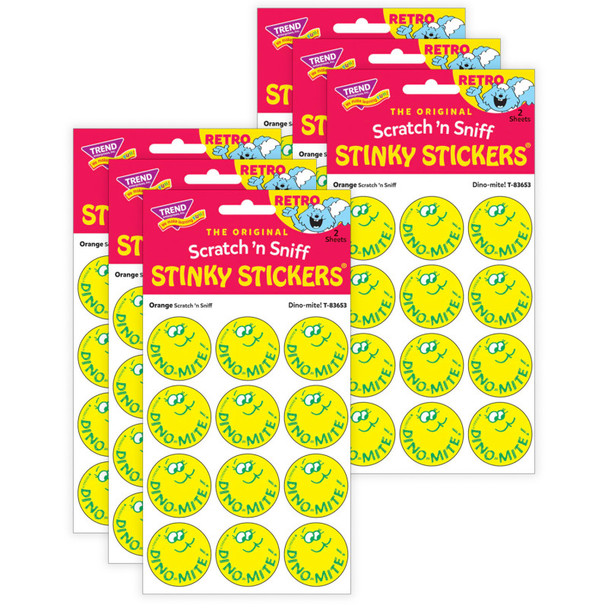Dino-mite!/ Orange Scent Stickers, 24 Per Pack, 6 Packs