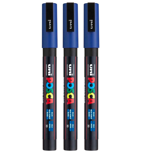 PC-3M Paint Marker, Fine Bullet Tip (0.9-1.3 mm), Blue, Pack of 3