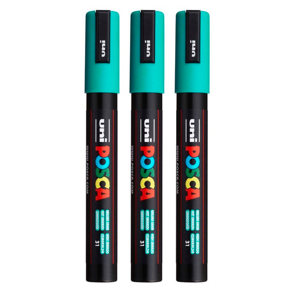 PC-5M Paint Markers, Medium Bullet Tip (1.8-2.5 mm), Emerald Green, Pack of 3