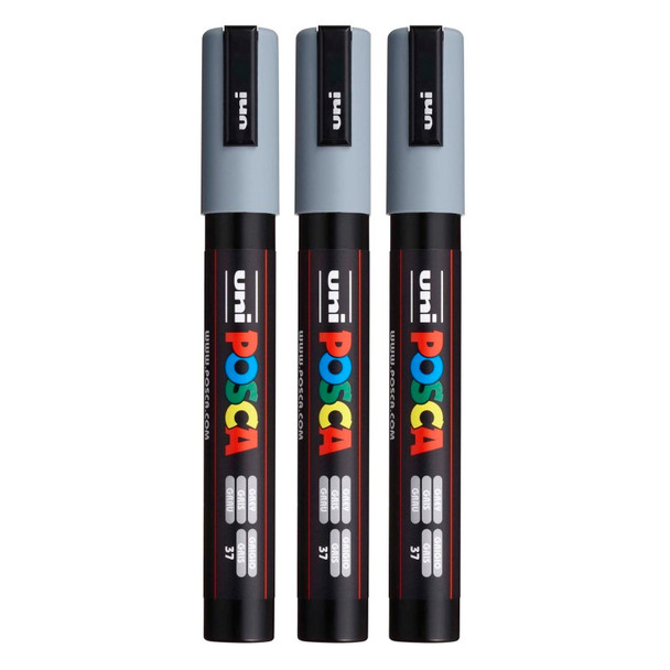 PC-5M Paint Markers, Medium Bullet Tip (1.8-2.5 mm), Grey, Pack of 3