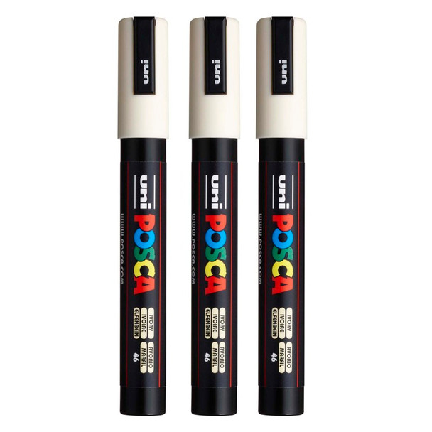 PC-5M Paint Markers, Medium Bullet Tip (1.8-2.5 mm), Ivory, Pack of 3