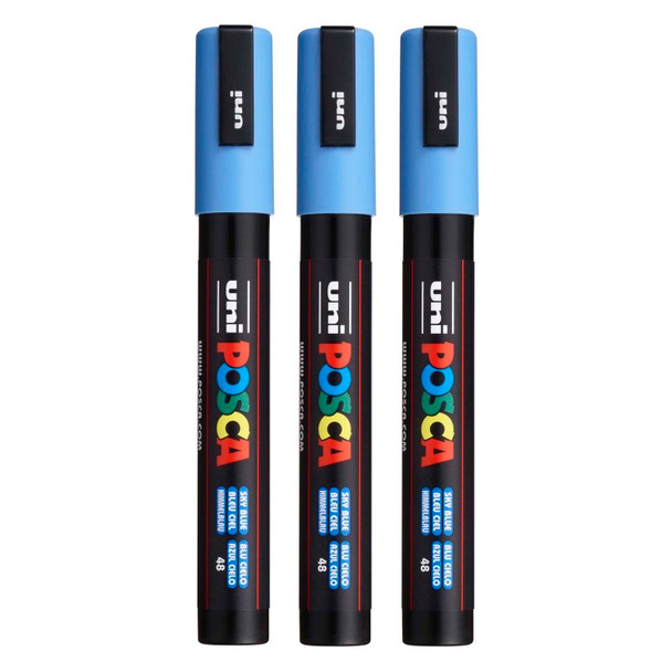 PC-5M Paint Markers, Medium Bullet Tip (1.8-2.5 mm), Sky Blue, Pack of 3