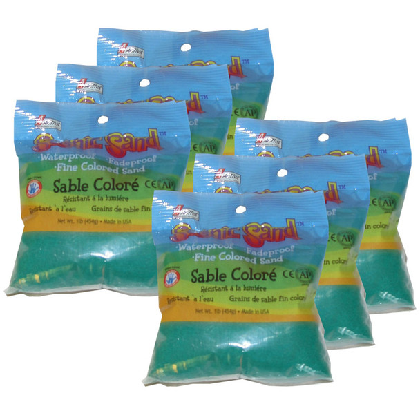 Scenic Sand™ Craft Colored Sand, Vivid Green, 1lb (454g) Bag, Pack of 6