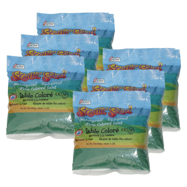 Scenic Sand™ Craft Colored Sand, Forest Green, 1 lb (454 g) Bag, Pack of 6