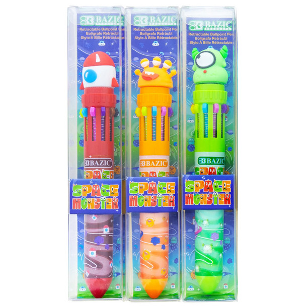 Space Monster Series 10-Color Pen, Assorted Designs, Pack of 3