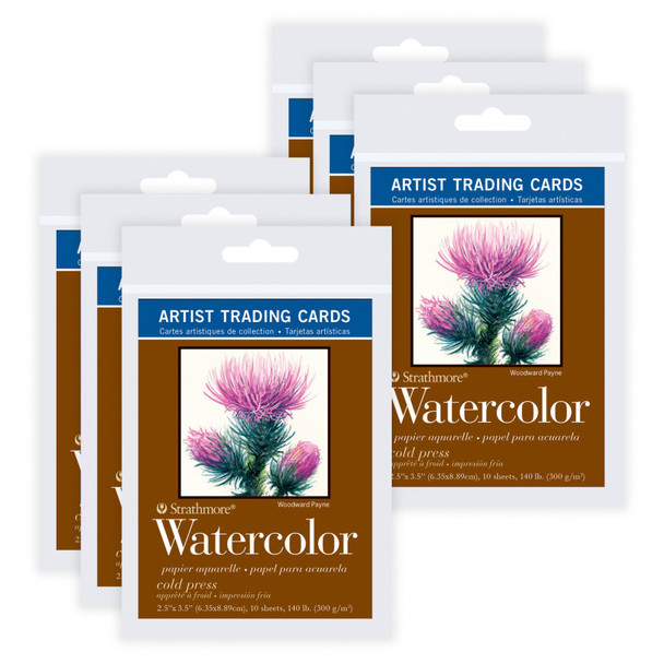 400 Series Artist Trading Cards Watercolor Paper Pack, 2.5x3.5 inch, 10 Sheets Per Pack, 6 Packs