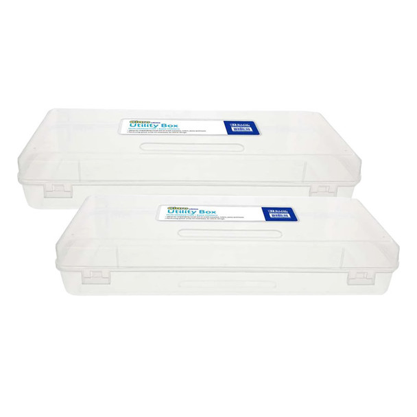 Multipurpose Ruler-Length Utility Box, Clear, Pack of 2