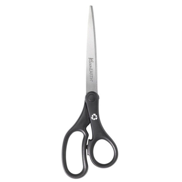 Kleenearth Basic Plastic Handle Scissors, 9 in Long, 4.25 in Cut Length, Straight Black Handle