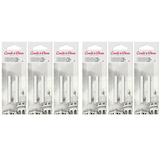 Carrés Esquisse Sketching Pastel Crayons, White 2B, 2 Per Pack, 6 Packs