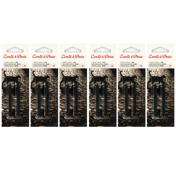 Carrés Esquisse Sketching Pastel Crayons, Black HB, 2 Per Pack, 6 Packs
