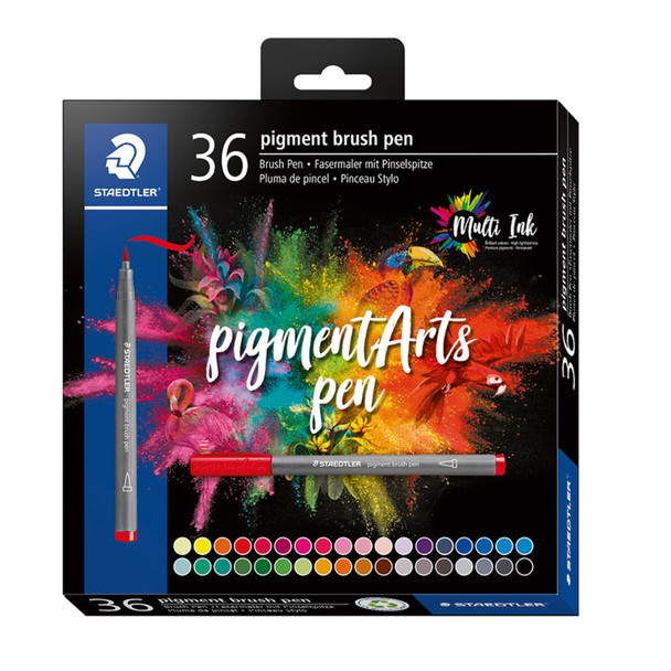 Pigment Arts Brush Pens, Assorted Colors, Set of 36