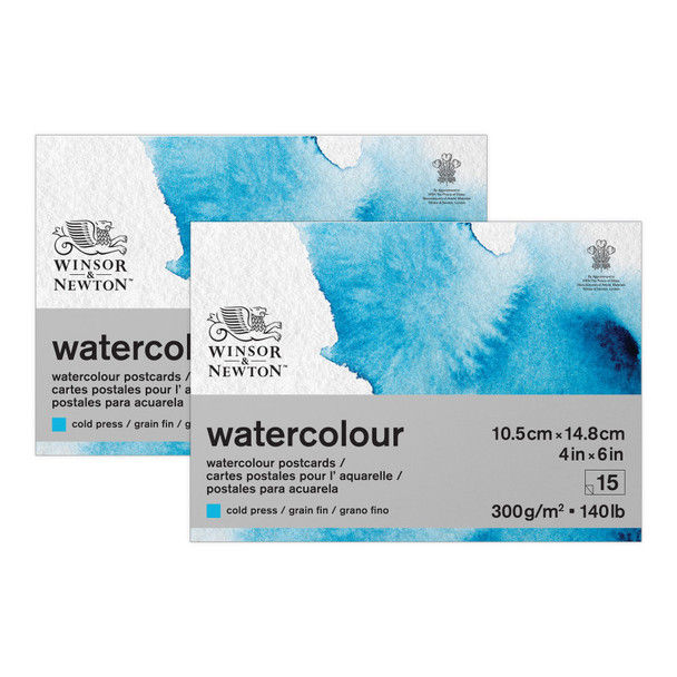 Watercolor Postcard Pad, Cold Press, 4x6 in, 300 gsm (140 lb), 15 Sheets, Set of 2