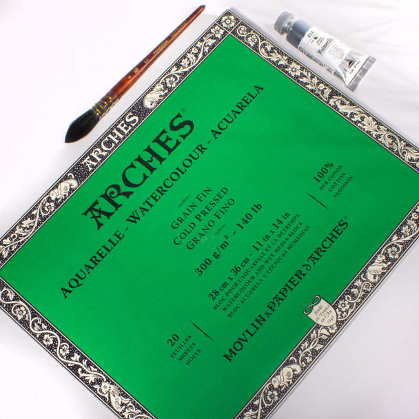 Aquarelle Watercolor Paper Block, Cold Press, Natural White, 140 lb (300 gsm), 20 Sheet, 11x14 in, 1 Count