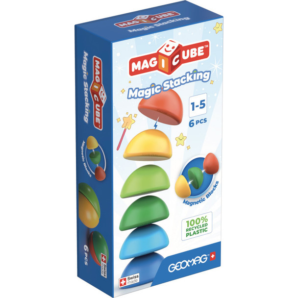 Stacking Magnetic Building Cubes Set for Toddlers, 6 Pieces