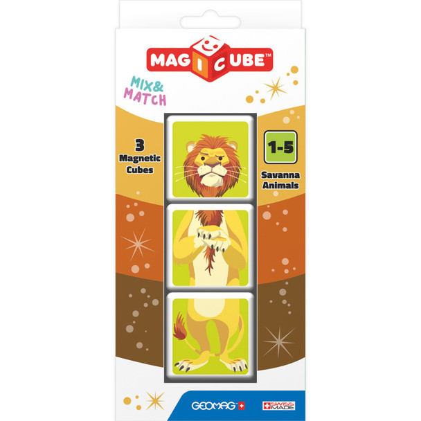 Magicube Mix & Match Savannah Animals, Magnetic Cubes, 3 Pieces