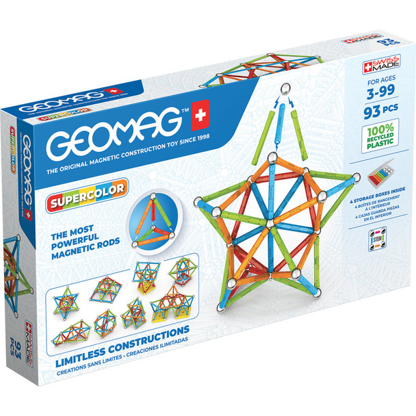 Supercolor Recycled Magnetic Building Set, 93 Pieces