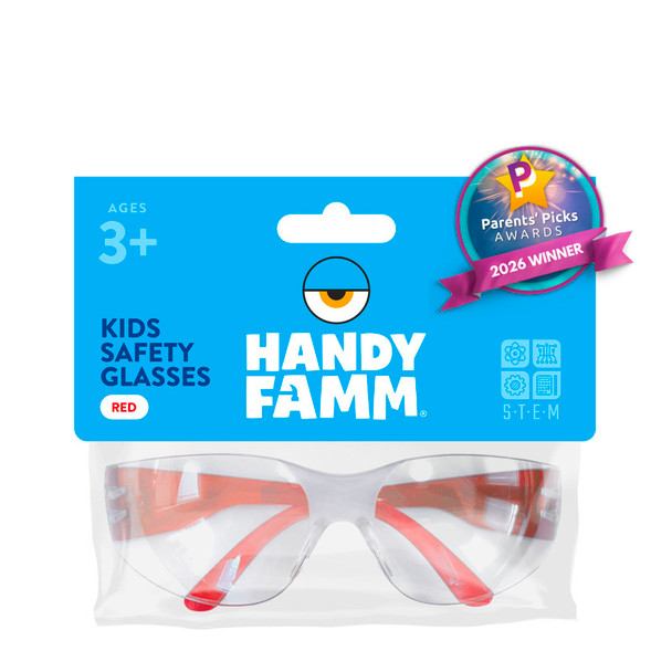 Kids Safety Glasses, Clear Lens, Red – Protective Eyewear for Kids, STEM & DIY Projects