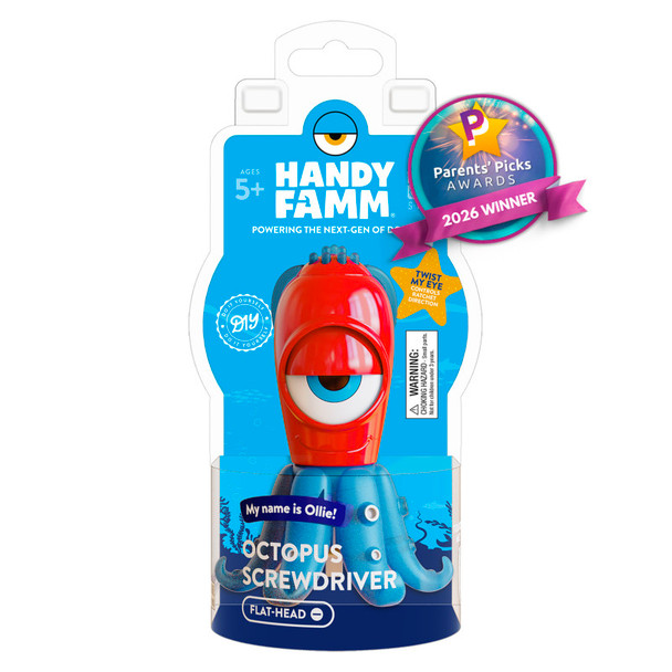 Ollie the Octopus™ Kids Ratcheting Screwdriver – Flat-Head Screwdriver for Kids, STEM DIY Tool