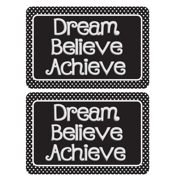 The Original Fun Mat® Computer Mouse Pad, 11.75x8 in, Dream, Believe, Achieve, Black with White Dots, Set of 2