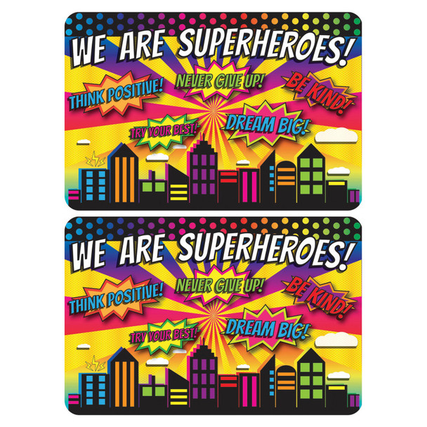 The Original Fun Mat® Computer Mouse Pad, 11.75x8 in, Superheroes, Positivity, Set of 2