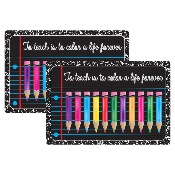 The Original Fun Mat® Computer Mouse Pad, 11.75x8 in, Teacher Inspiration, To Teach is to Color a Life Forever, Composition and Color Pencils Pattern, Set of 2