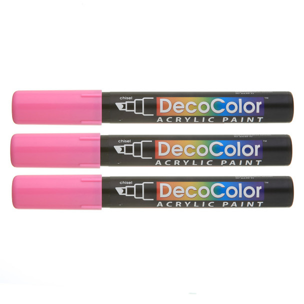 DecoColor® Acrylic Paint Marker, 315-S, Chisel Tip, Pink #9, Set of 3