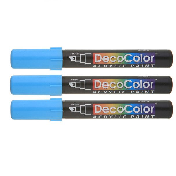 DecoColor® Acrylic Paint Marker, 315-S, Chisel Tip, Light Blue #10, Set of 3