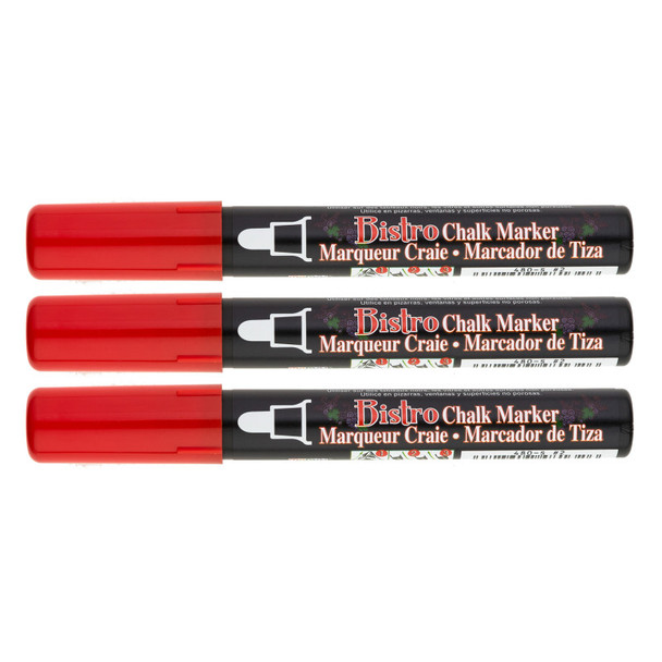 Bistro Chalk Marker Broad Tip, 480-S, Red, Set of 3