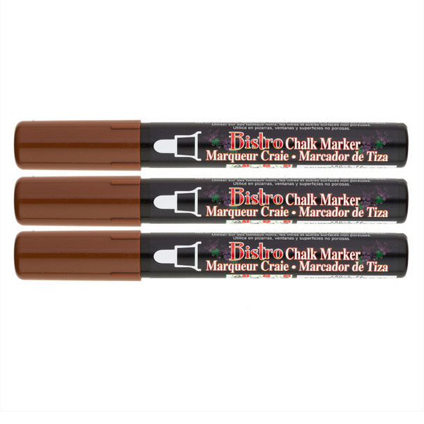 Bistro Chalk Marker Broad Tip, 480-S, Brown, Set of 3