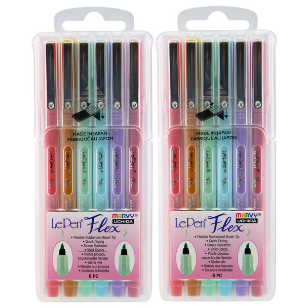 Pastel Liner Markers, Chisel Tip, 6 Per Set, 2 Sets