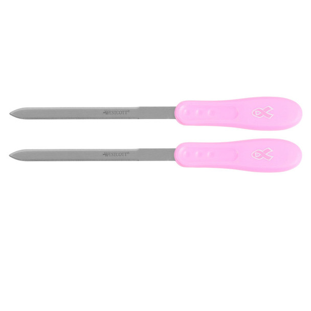 Pink Ribbon Stainless Steel Letter Opener, Breast Cancer Awareness, 9 in, Pink, Set of 2